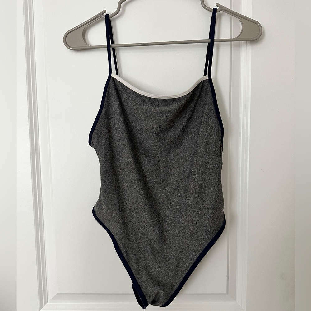 Aerie Gray Cheeky One-Piece Swimsuit Size Small Petite